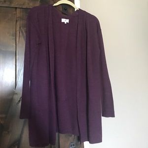 100% Merino Plum Open Cardigan w/Pockets